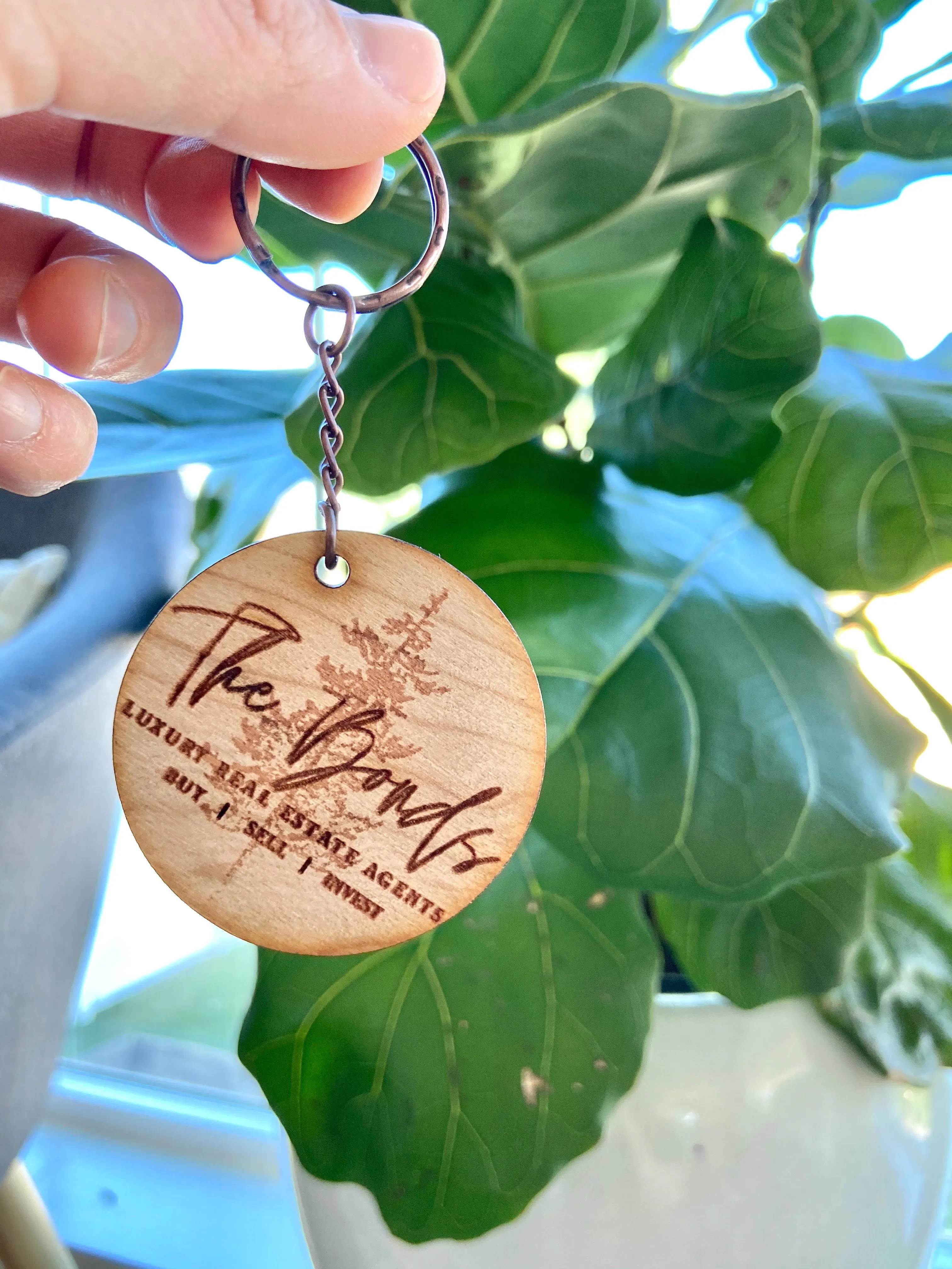 Custom Business Logo Keychain - Wood Engraved