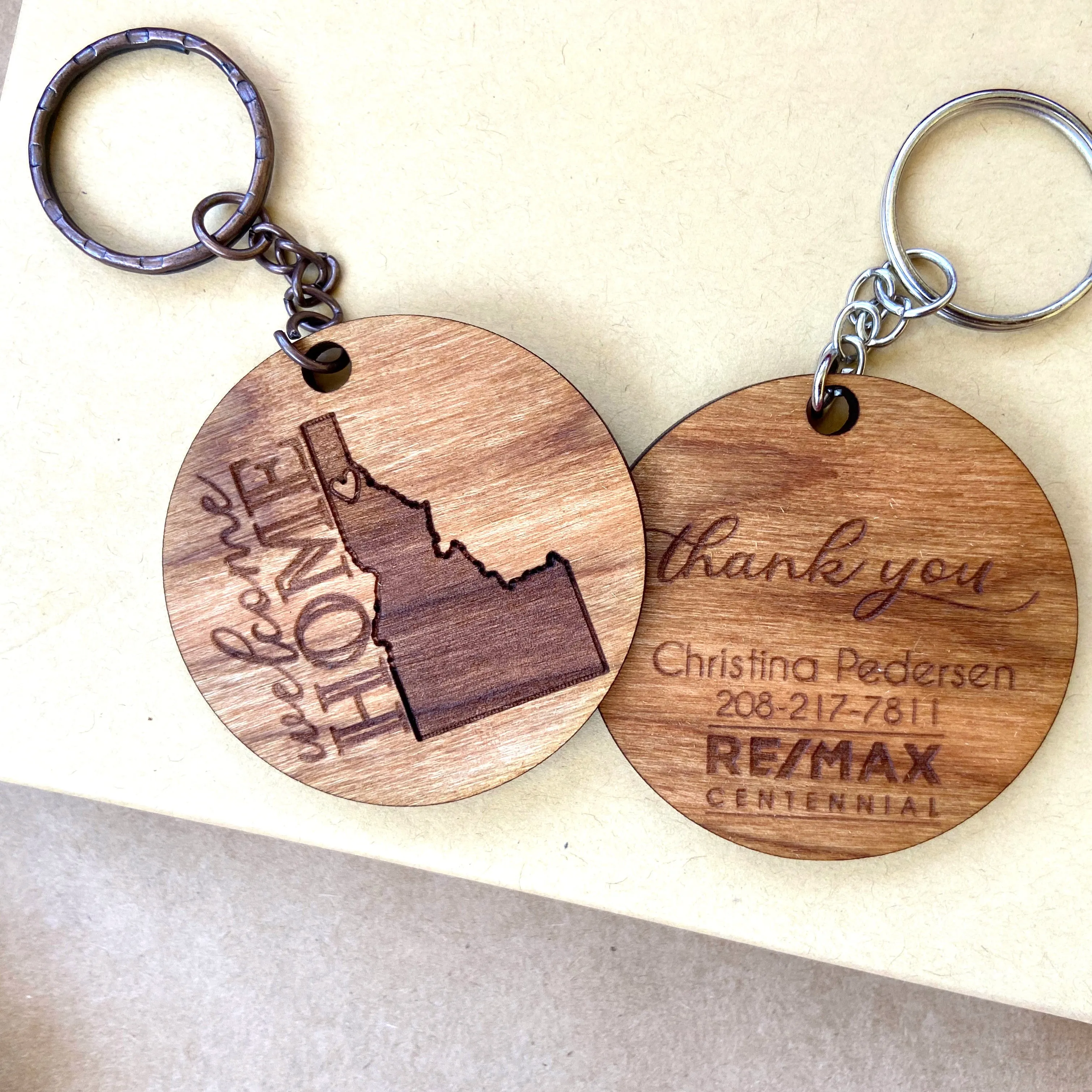 Custom Business Logo Keychain - Wood Engraved