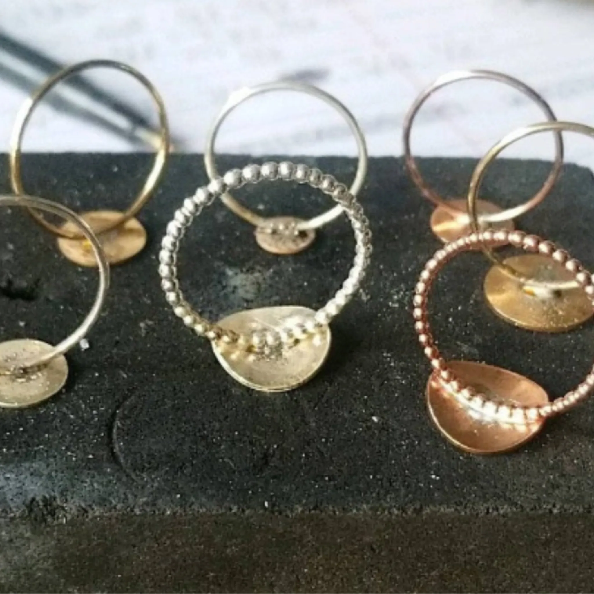 Custom Design Round Disc Ring - Sterling, Gold, or Rose Gold