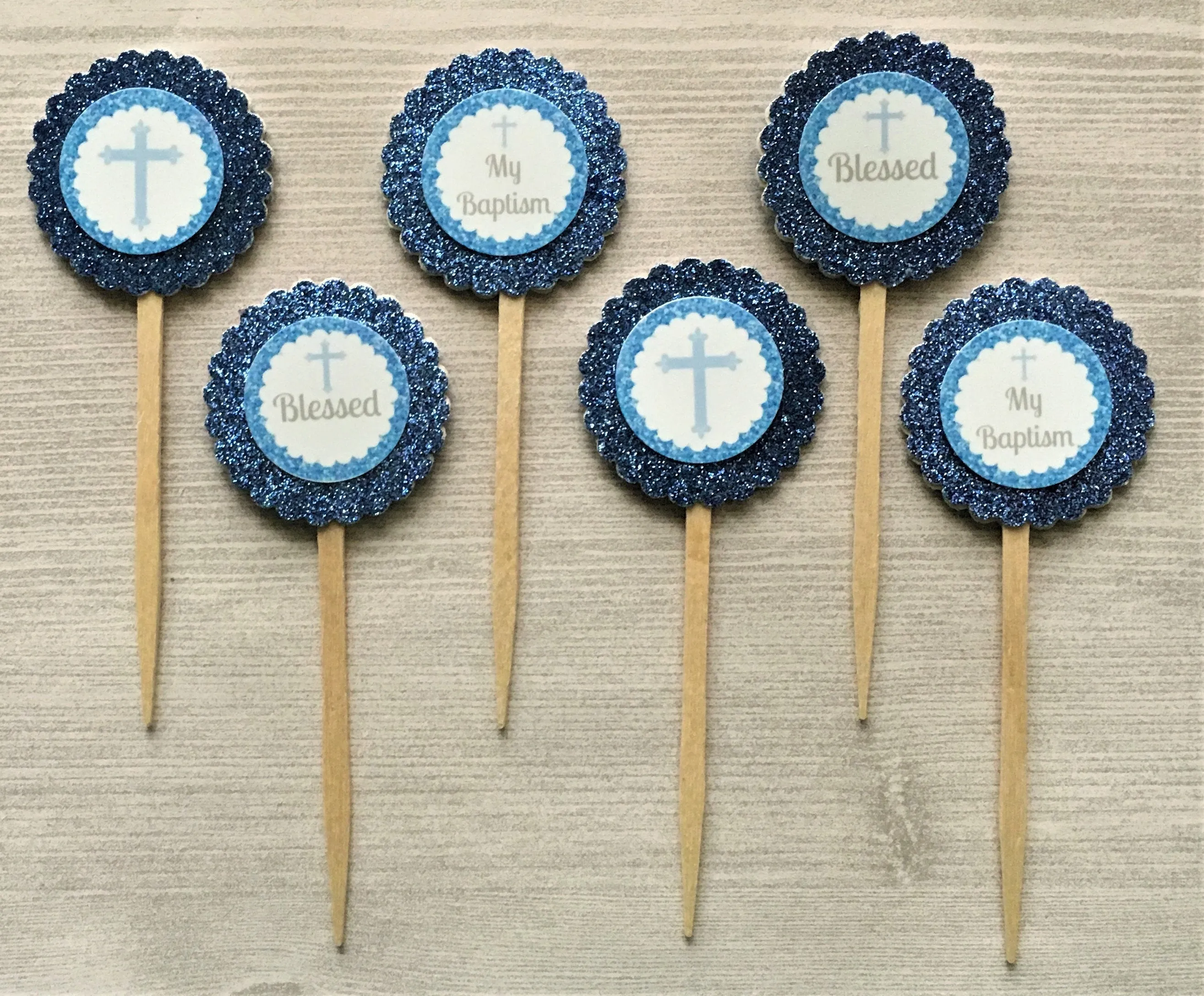 Custom Order - Boys Baptism Cupcake Toppers, Set of 36