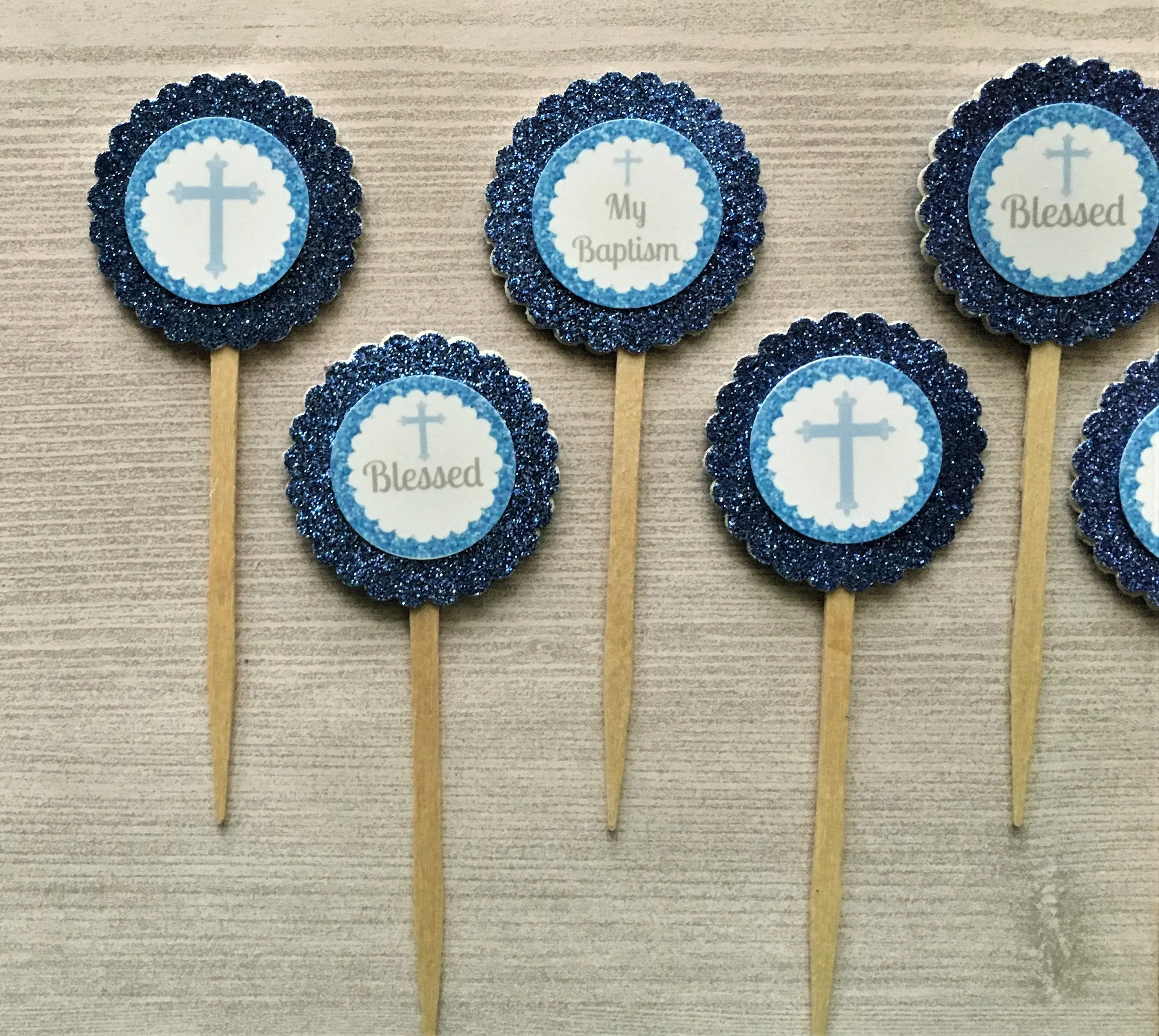 Custom Order - Boys Baptism Cupcake Toppers, Set of 36