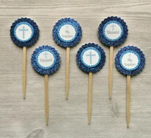 Custom Order - Boys Baptism Cupcake Toppers, Set of 36