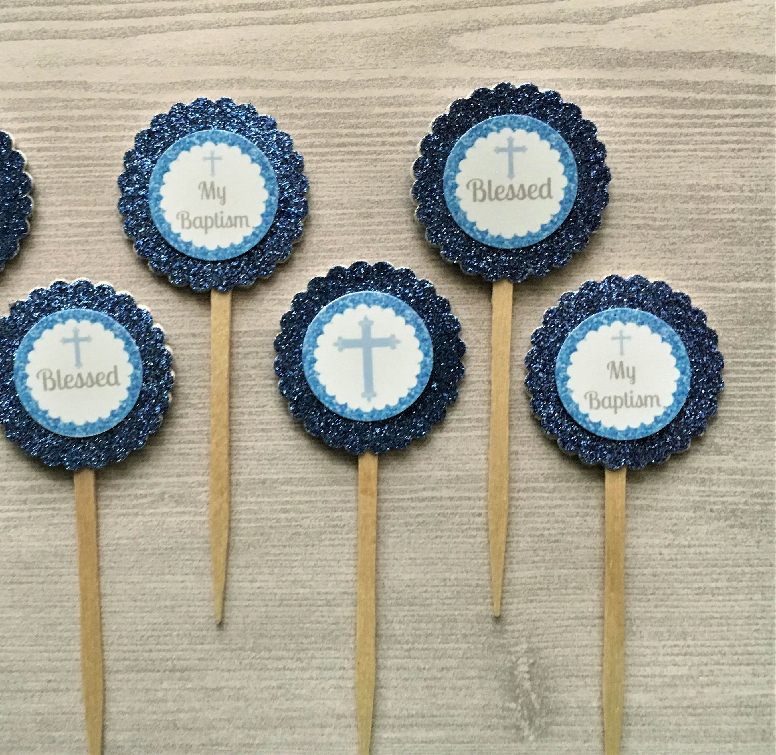 Custom Order - Boys Baptism Cupcake Toppers, Set of 36