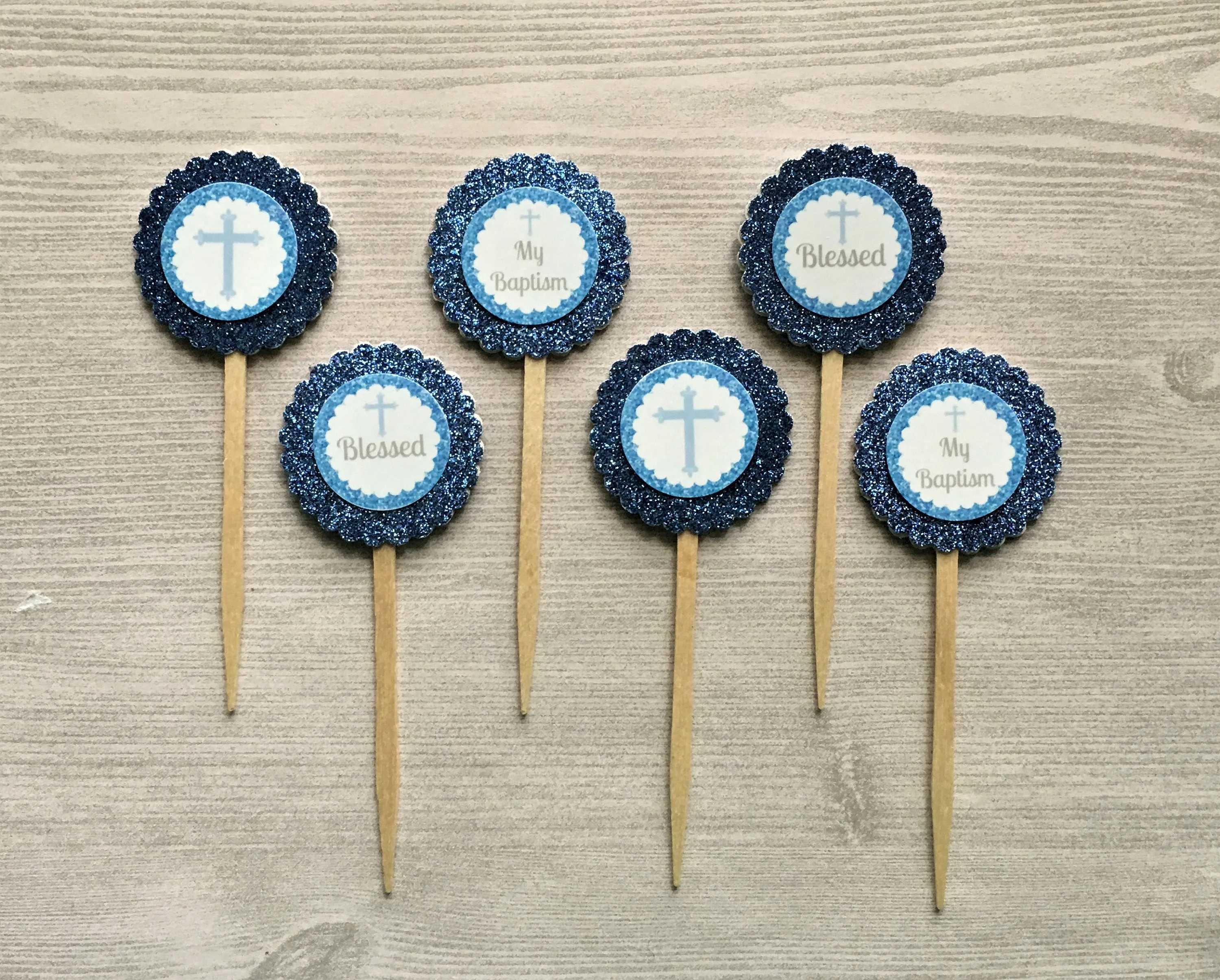 Custom Order - Boys Baptism Cupcake Toppers, Set of 36