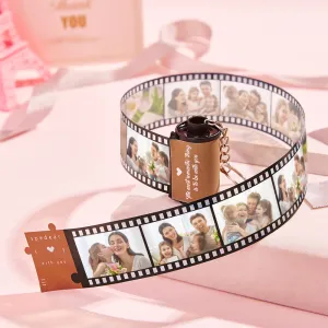Custom Text Romantic Roll Film Keychain Red Heart Multiphoto Anniversary Gifts For Lover