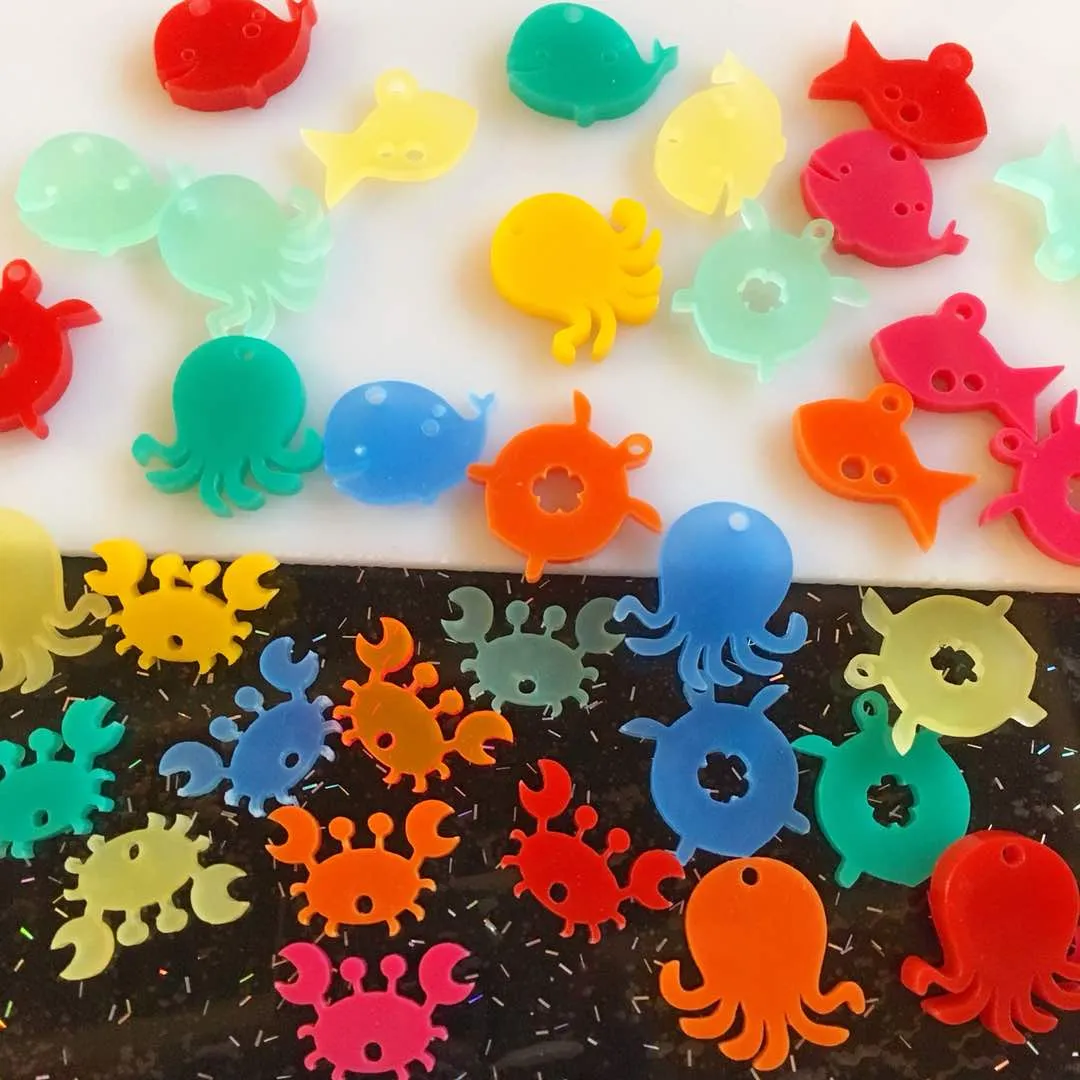 Cute Ocean Animals / 10 Pieces, 20mm