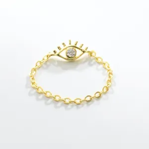 CZ Evil Eye Chain Ring