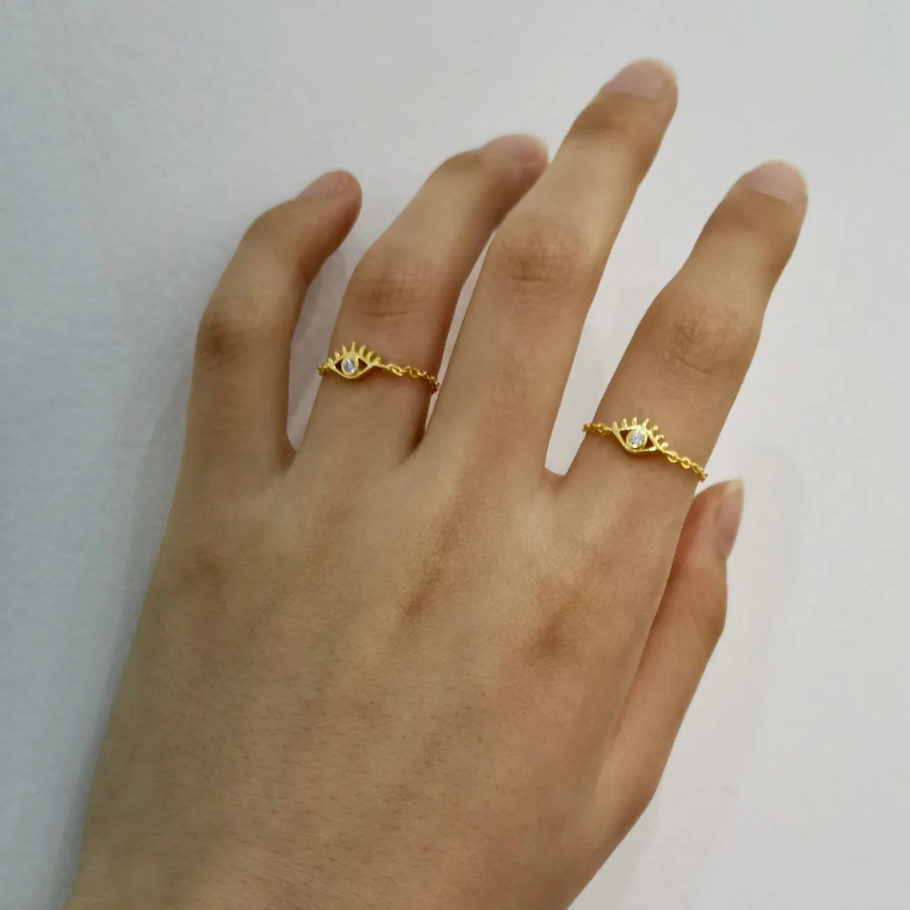 CZ Evil Eye Chain Ring