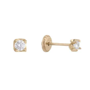 CZ Stud Earring 14K