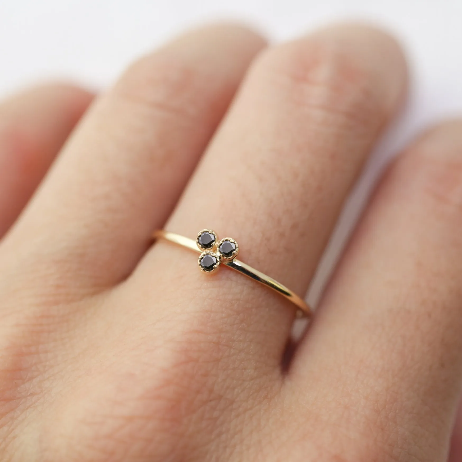 Dahlia Trio Black Diamond Ring
