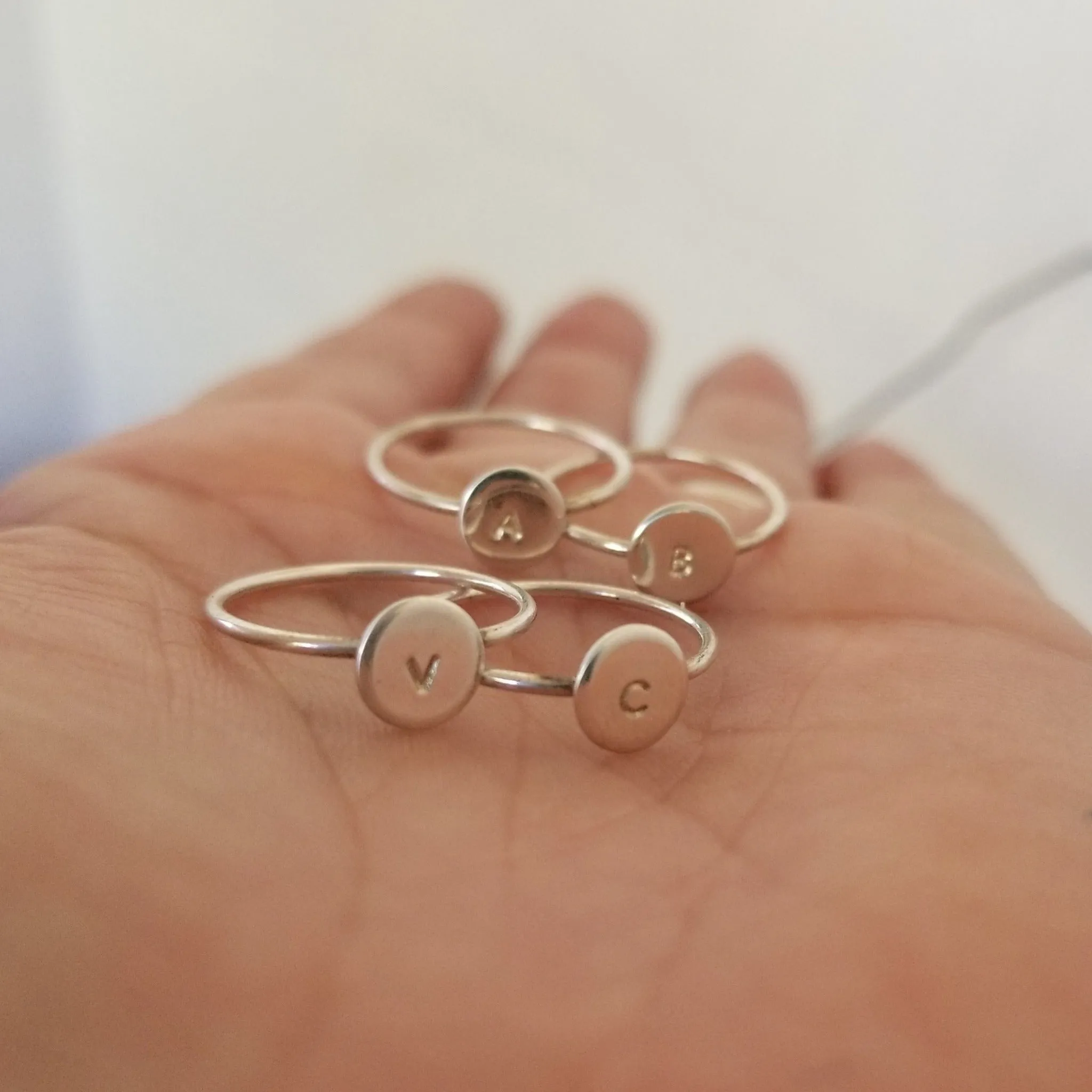Dainty Initial Dot Ring - Sterling, Gold, or Rose Gold