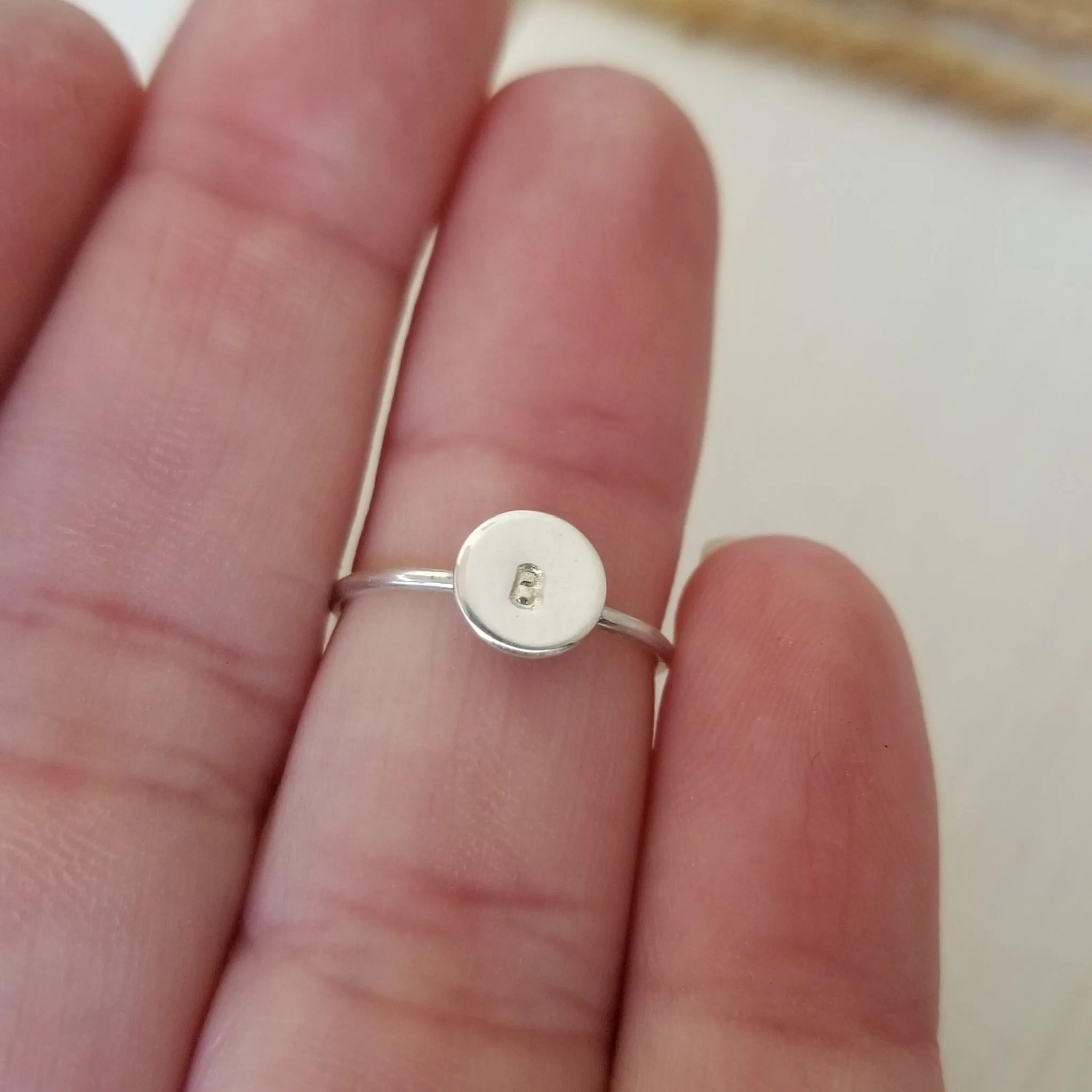 Dainty Initial Dot Ring - Sterling, Gold, or Rose Gold