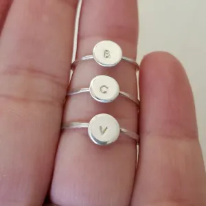 Dainty Initial Dot Ring - Sterling, Gold, or Rose Gold