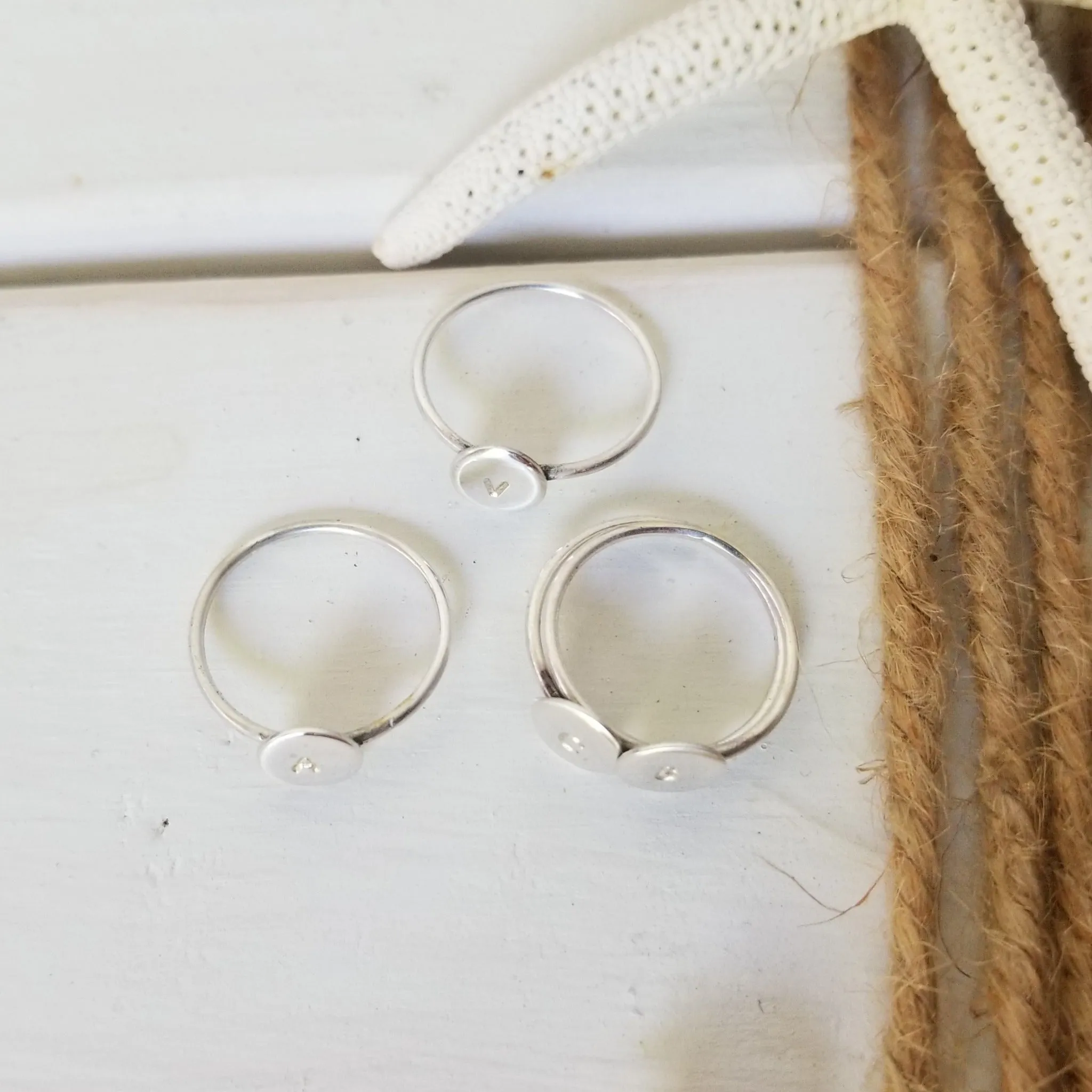 Dainty Initial Dot Ring - Sterling, Gold, or Rose Gold