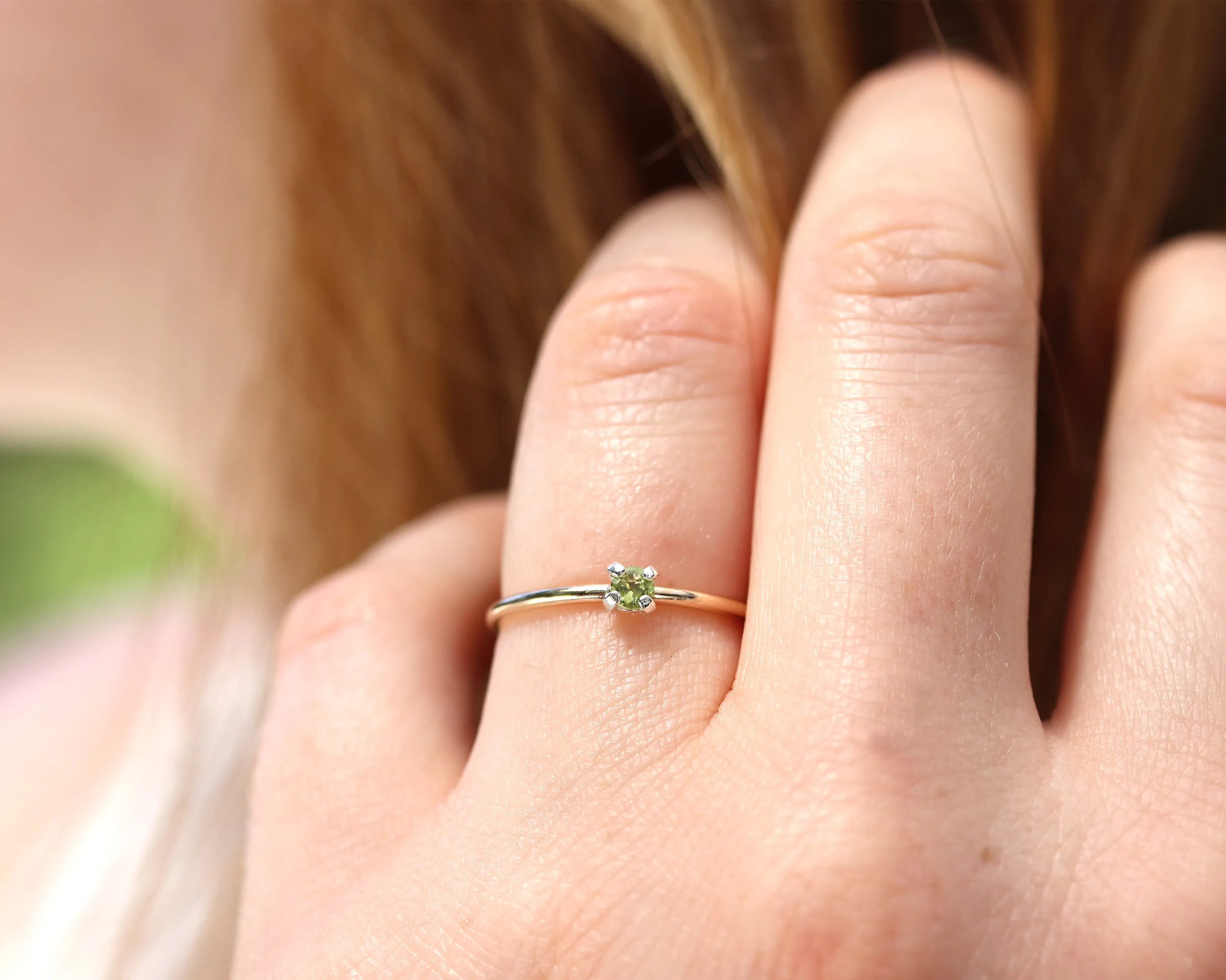 Dainty Peridot Ring
