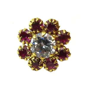Daisy Indian Style White&Pink CZ Studded Body Piercing Jewelry Nose Stud Pin Solid Real 14k Yellow Gold