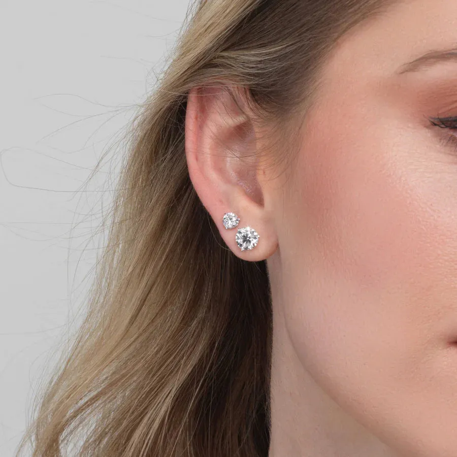 David Weisz Premier White Gold Three-Prong Martini Diamond Stud Earrings