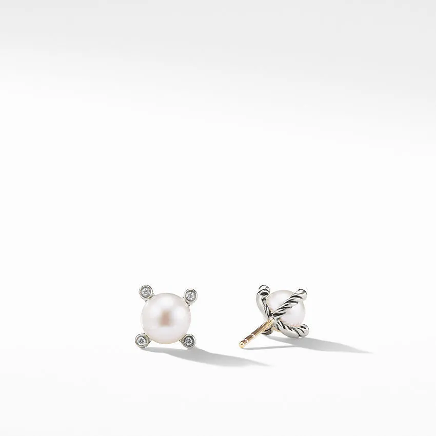 David Yurman Pearl Earrings with Diamonds 7MM