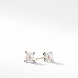 David Yurman Pearl Earrings with Diamonds 7MM