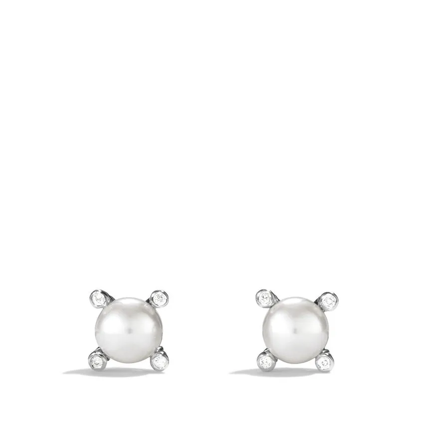 David Yurman Pearl Earrings with Diamonds 7MM