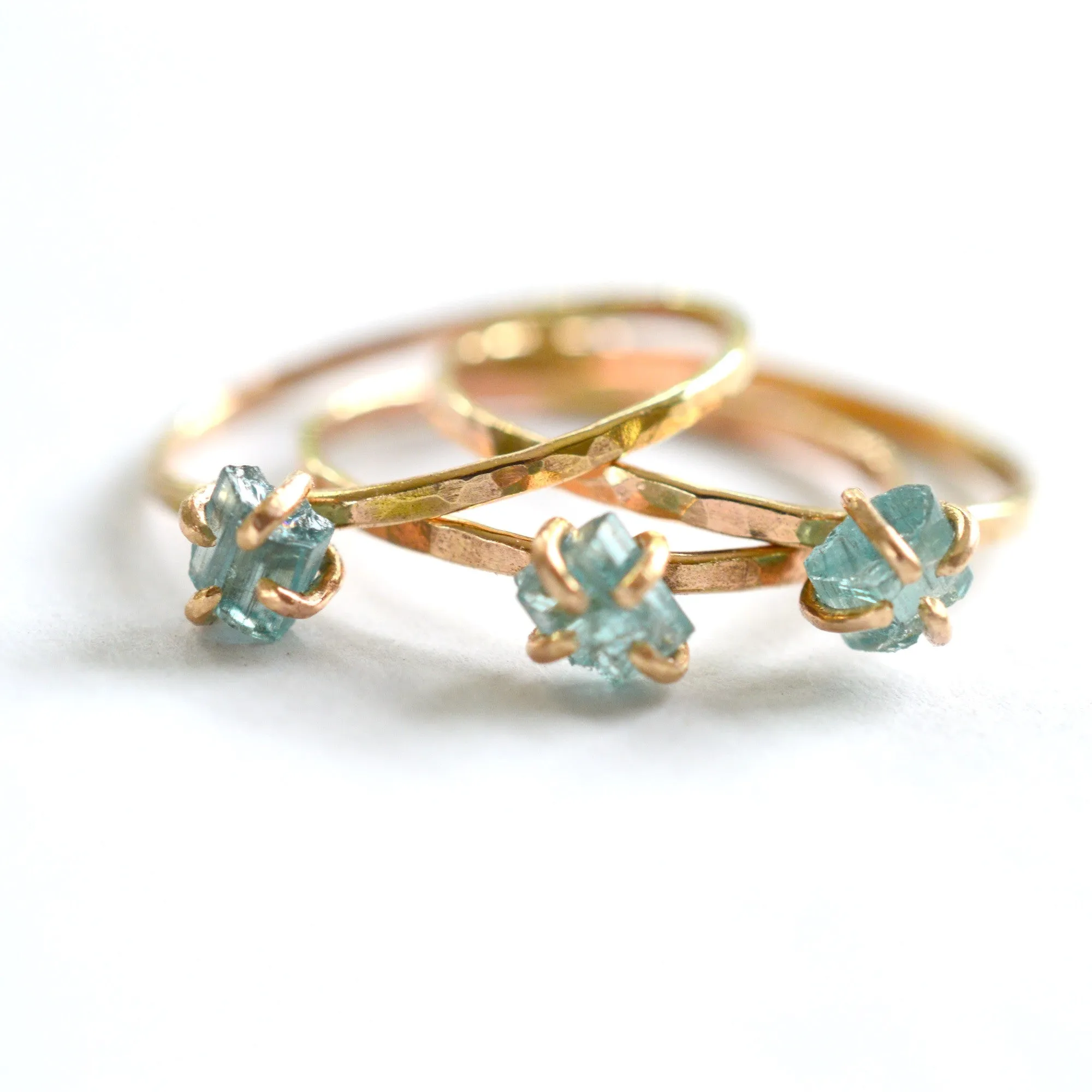 Delicate Raw Blue Tourmaline Ring