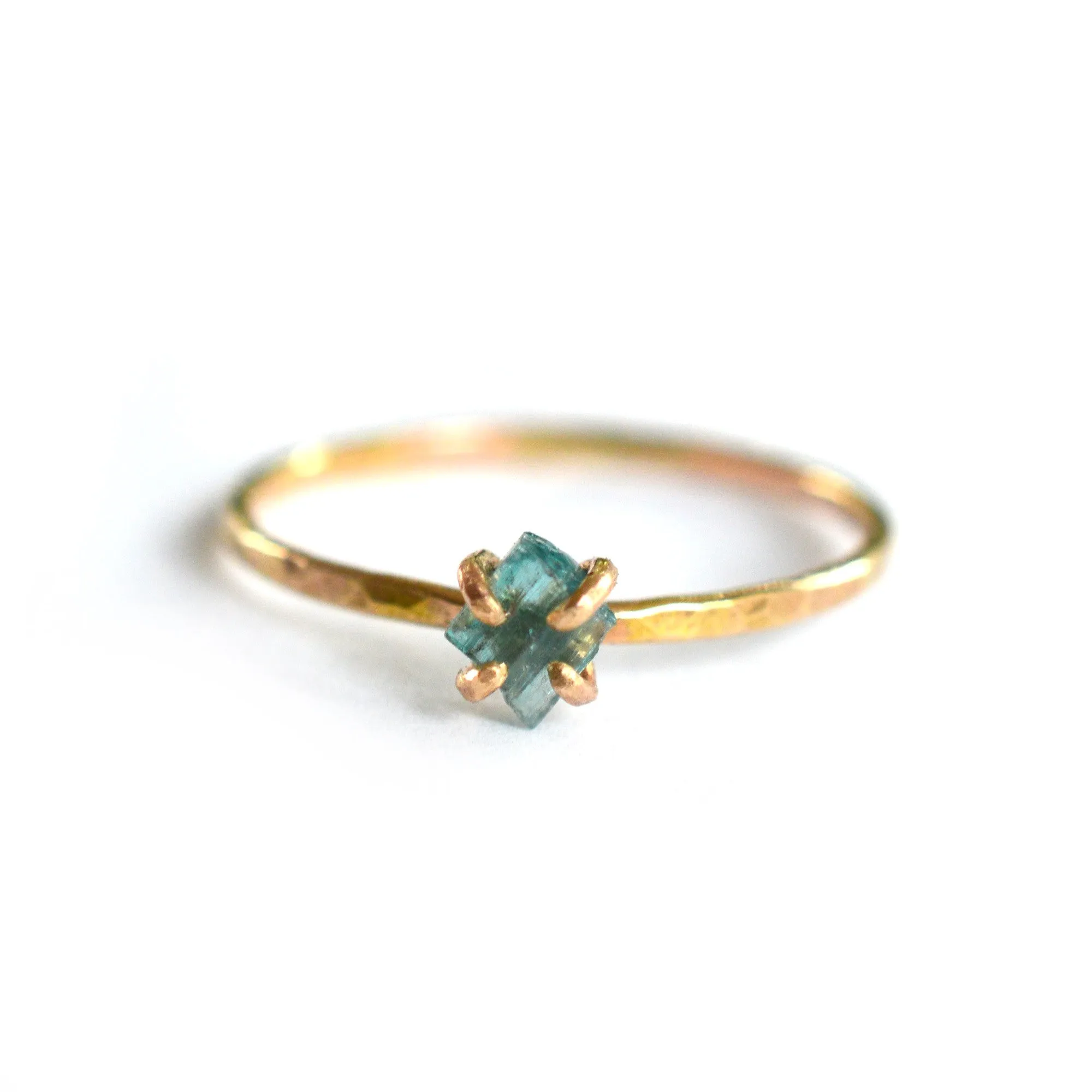 Delicate Raw Blue Tourmaline Ring