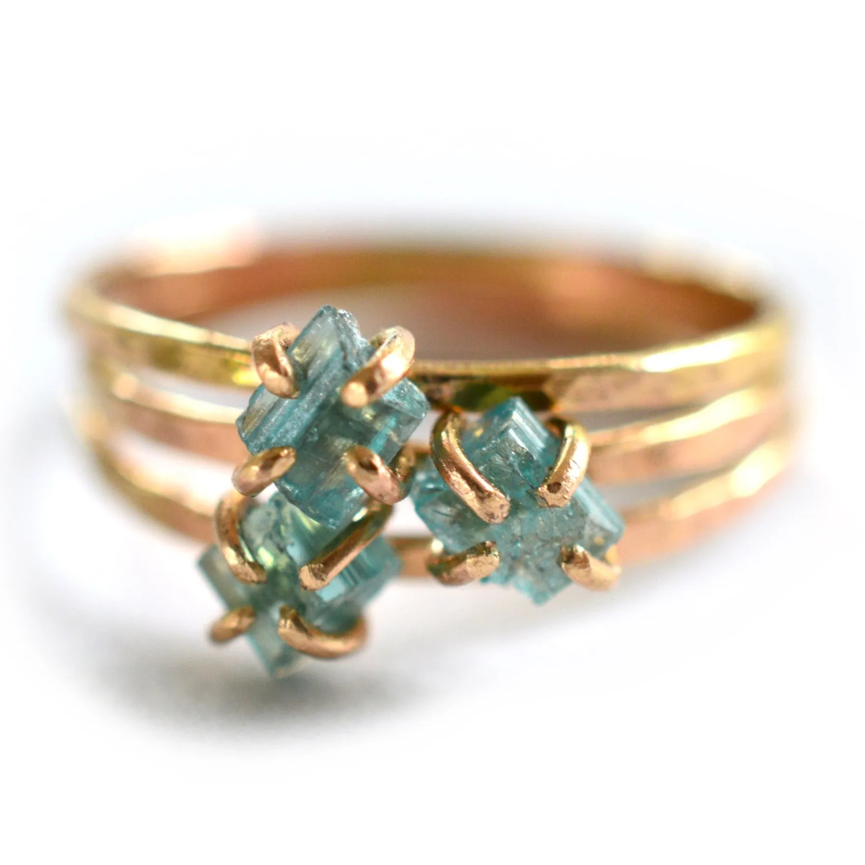 Delicate Raw Blue Tourmaline Ring