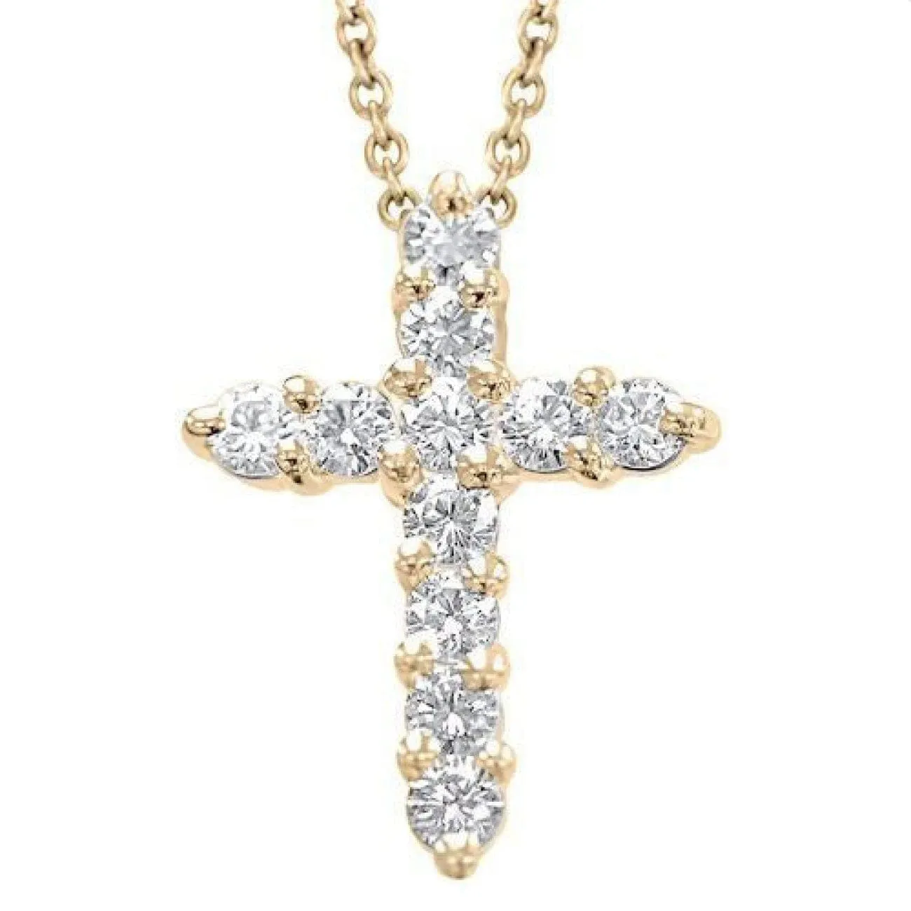 Diamond 14K Yellow Gold Cross Pendant