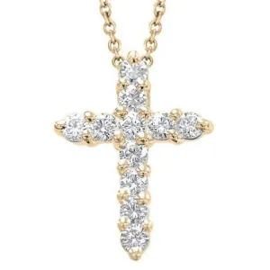Diamond 14K Yellow Gold Cross Pendant