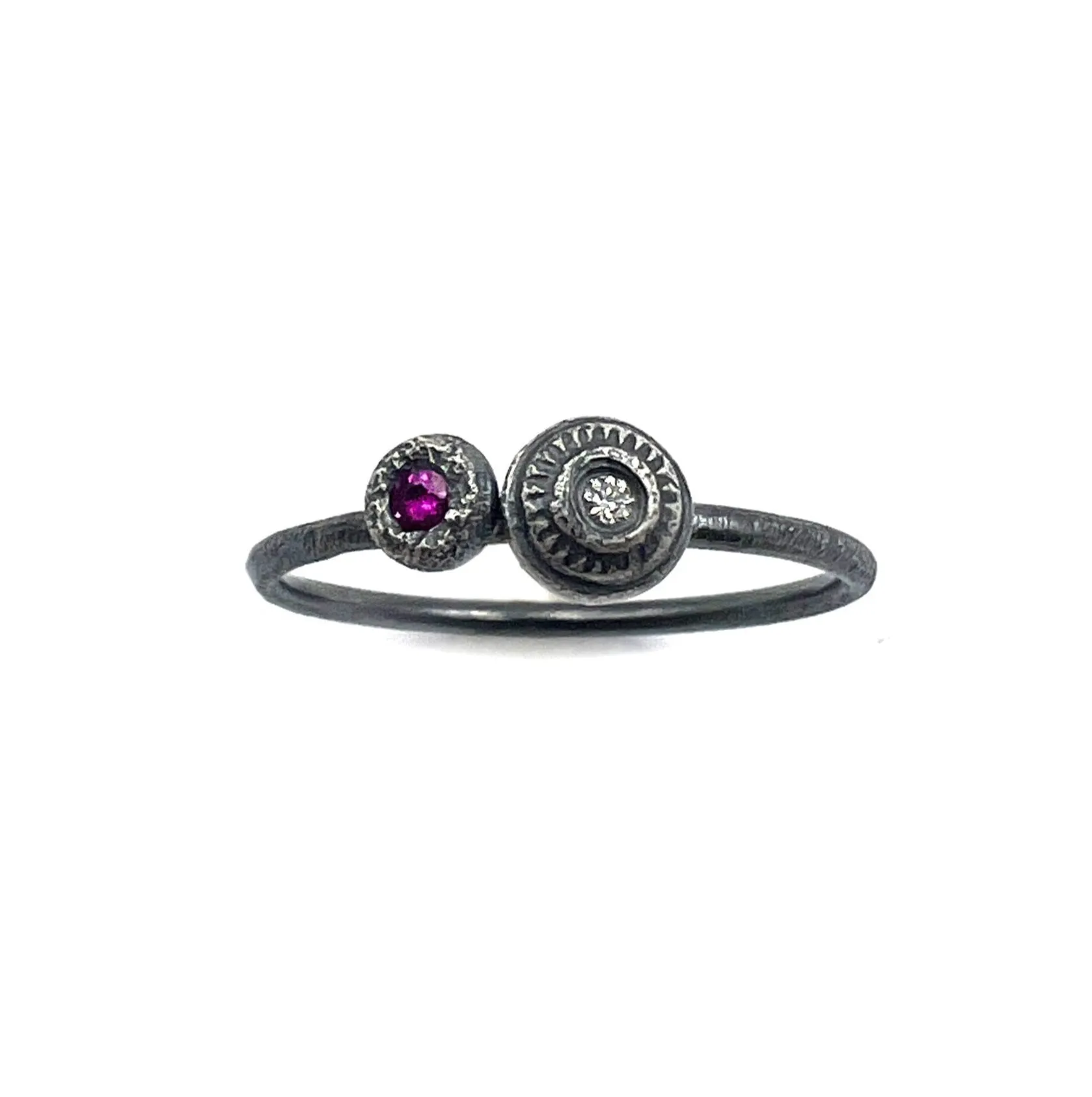 Diamond & Ruby Dot Stacker Ring