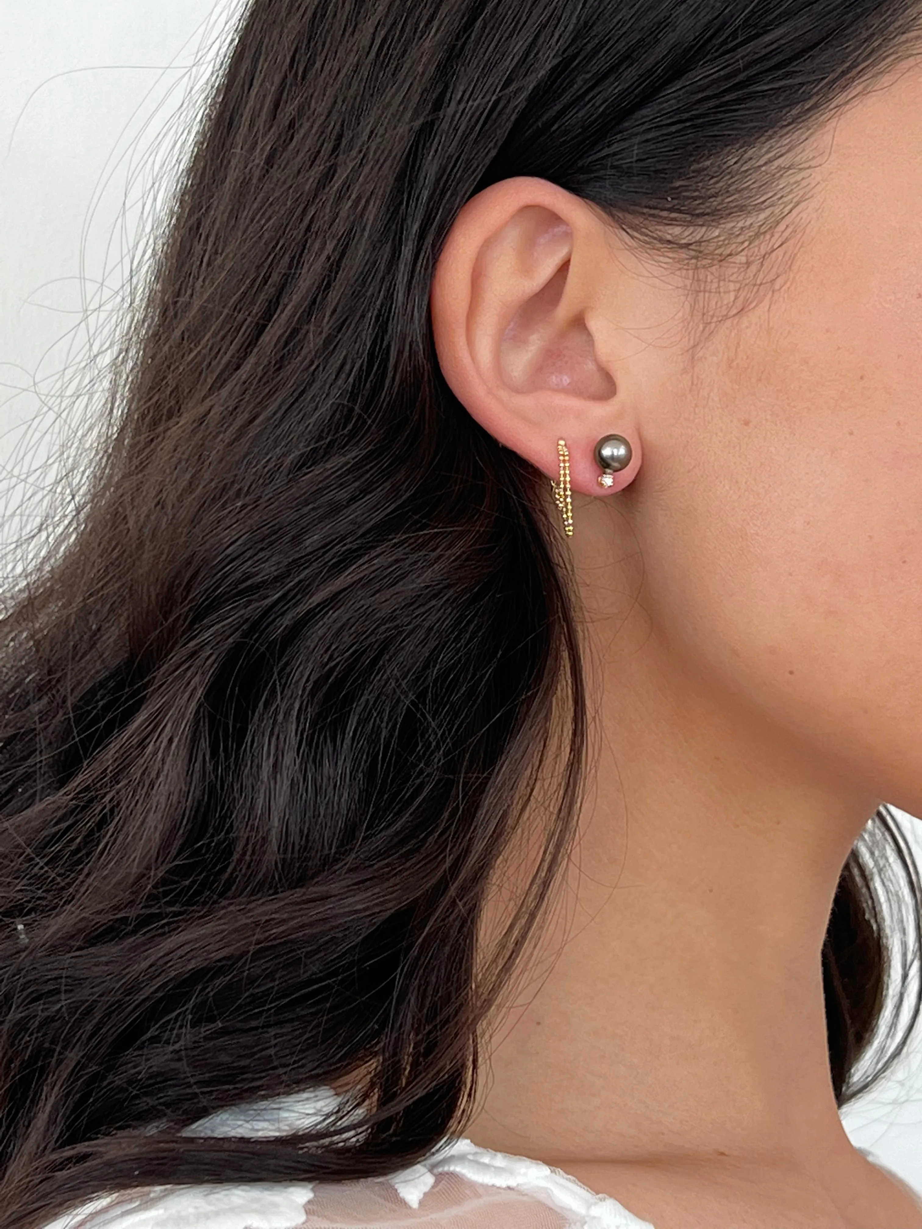 Diamond & Tahitian Pearl Studs
