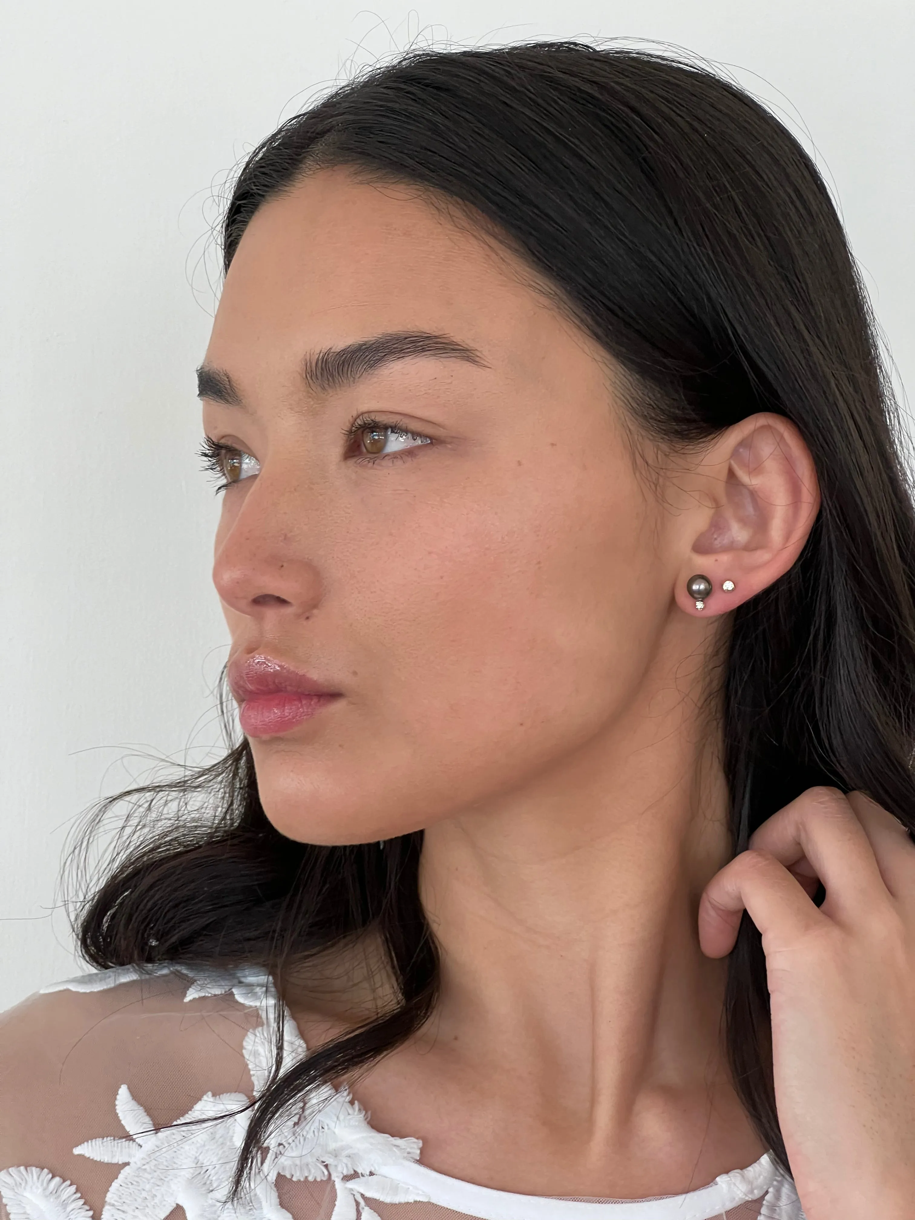 Diamond & Tahitian Pearl Studs