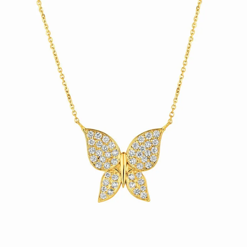 DIAMOND BUTTERFLY NECKLACE 14K GOLD (1.08 CTW)