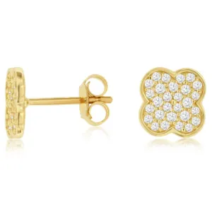 Diamond Clover Design Stud Earrings