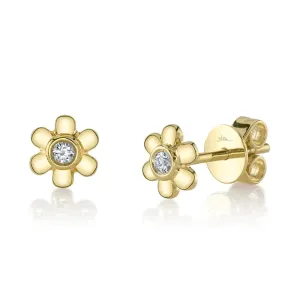 Diamond Flower Stud Earring