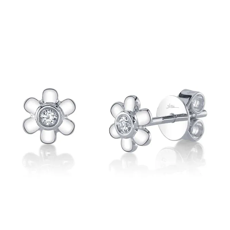 Diamond Flower Stud Earring