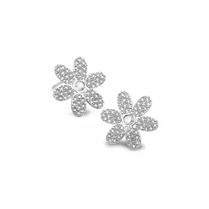 Diamond Flower Stud Earrings