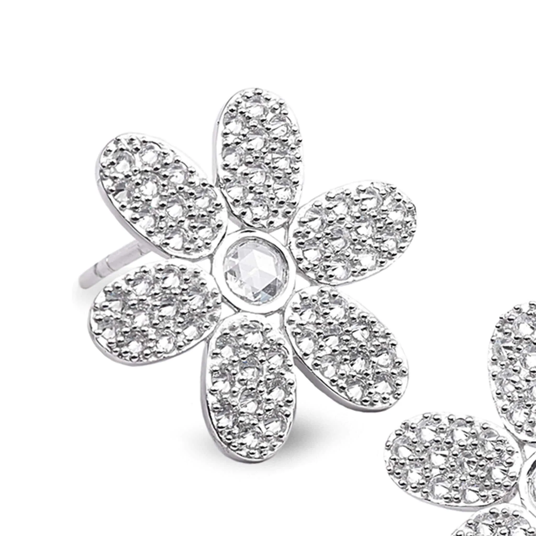 Diamond Flower Stud Earrings