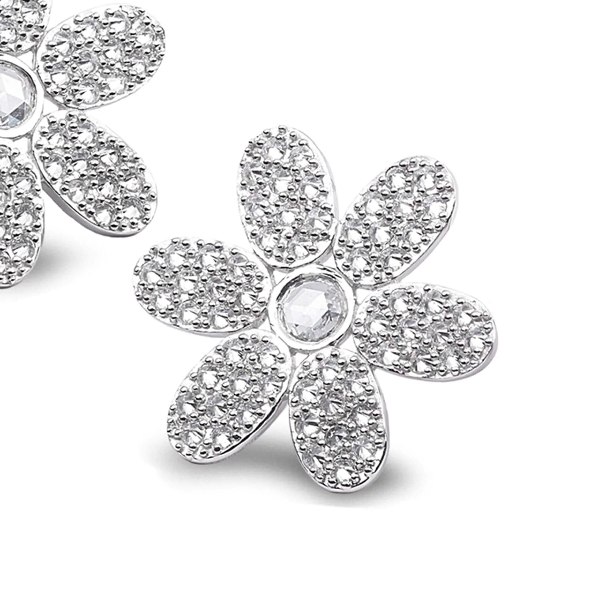 Diamond Flower Stud Earrings