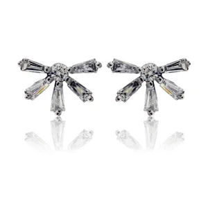 Diamond Half Sun Dainty Stud Earrings