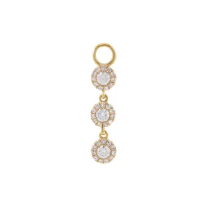 Diamond Halo Trio Charm 14K