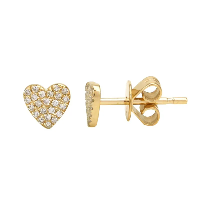 Diamond Heart Stud Earrings
