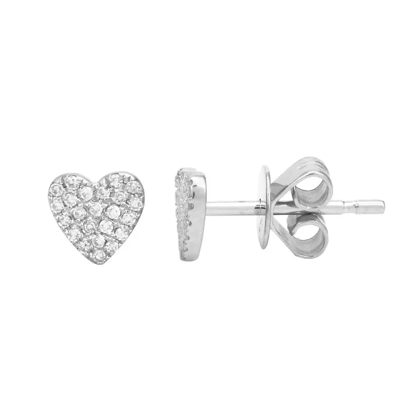 Diamond Heart Stud Earrings