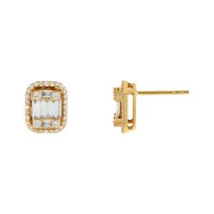 Diamond Illusion Baguette Stud Earring 14K