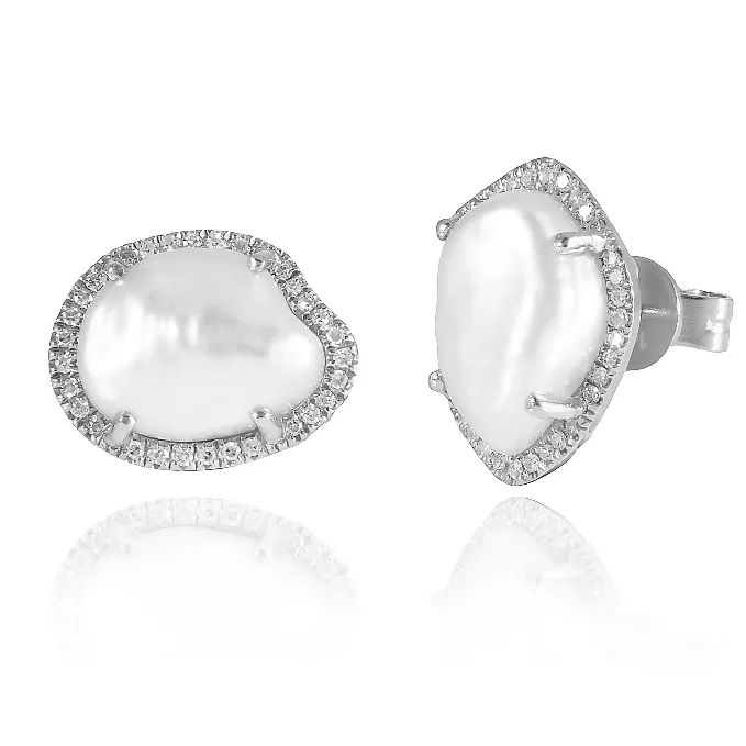 Diamond Keshi Studs