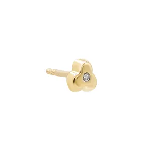Diamond Leaf Flower Stud Earring 14K