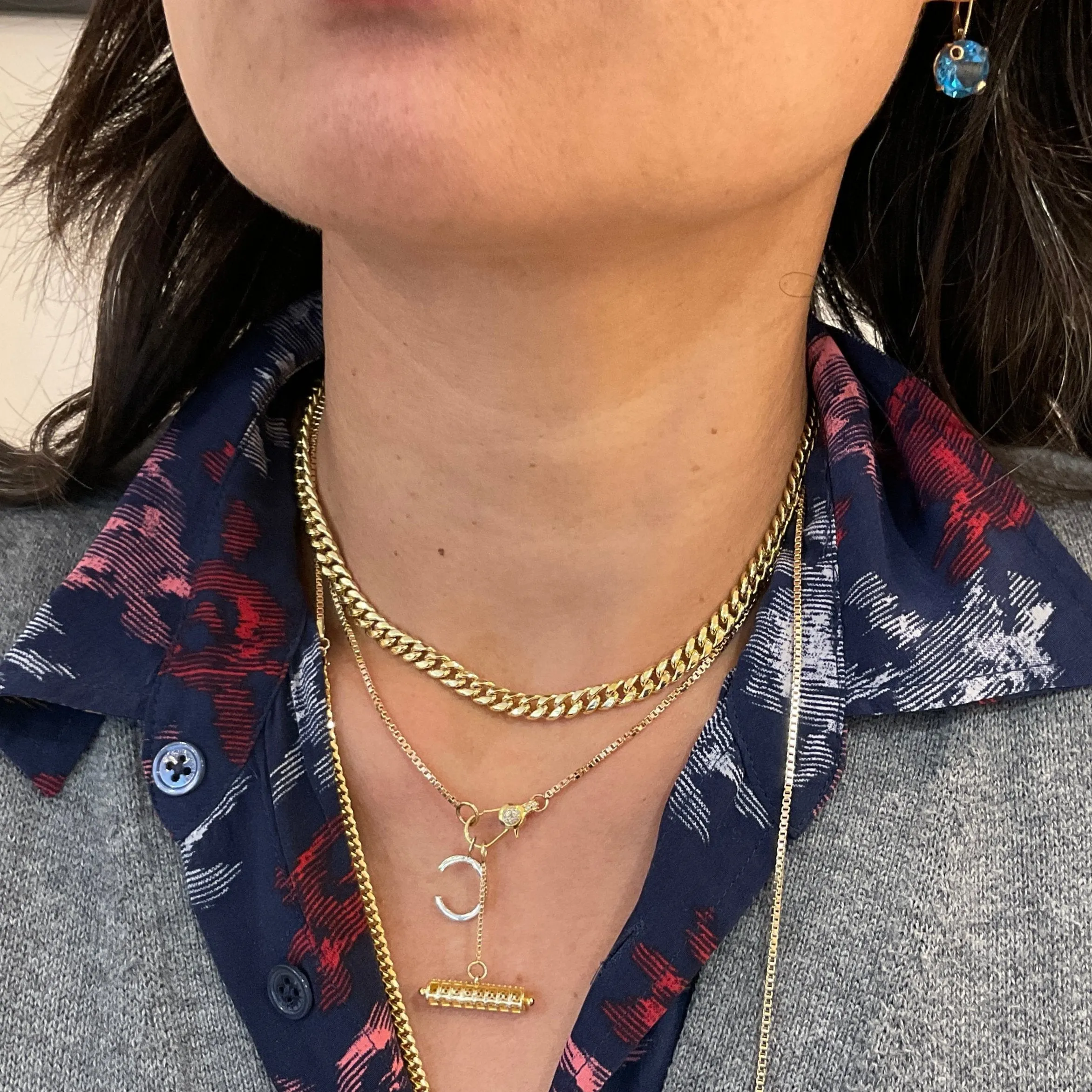 Diamond Log With Big Initial 14k Necklace