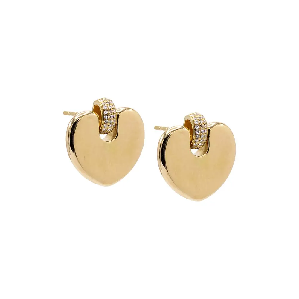 Diamond Pavé Puffy Heart Stud Earring 14K