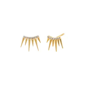 Diamond Pave Multi Spike Stud Earring 14K