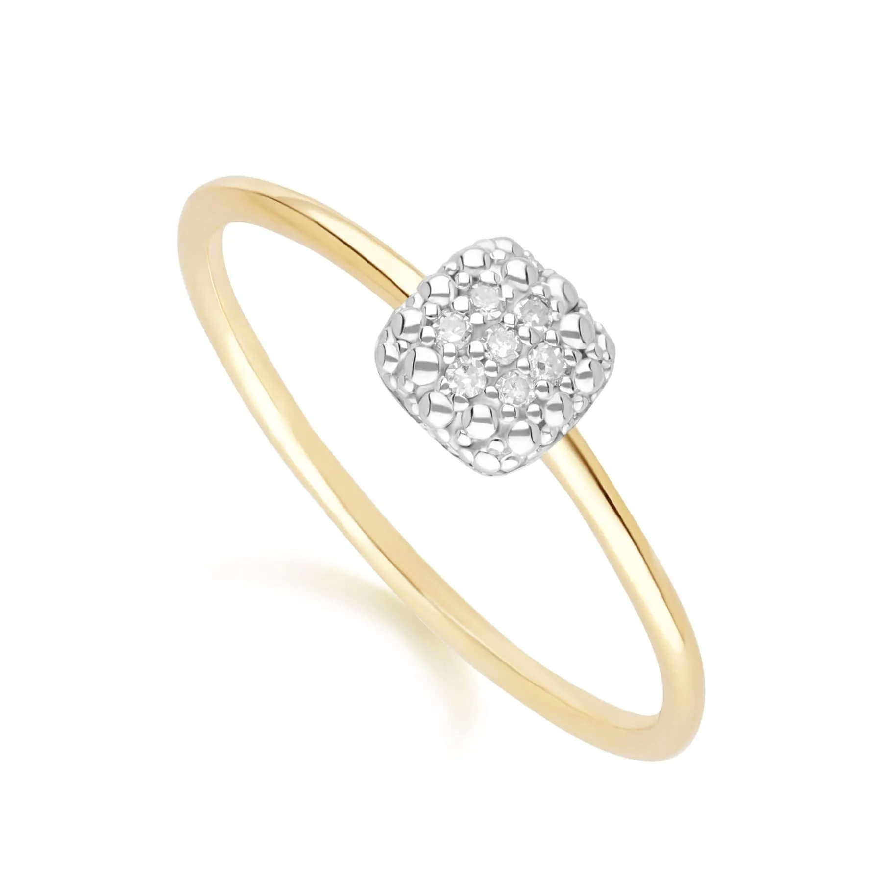 Diamond Pave Square Ring 9ct Yellow Gold